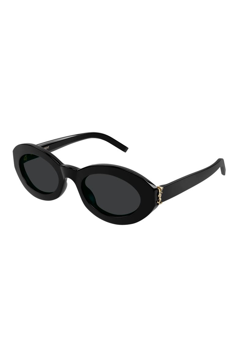 52mm Round Sunglasses, Alternate, color, BLACK