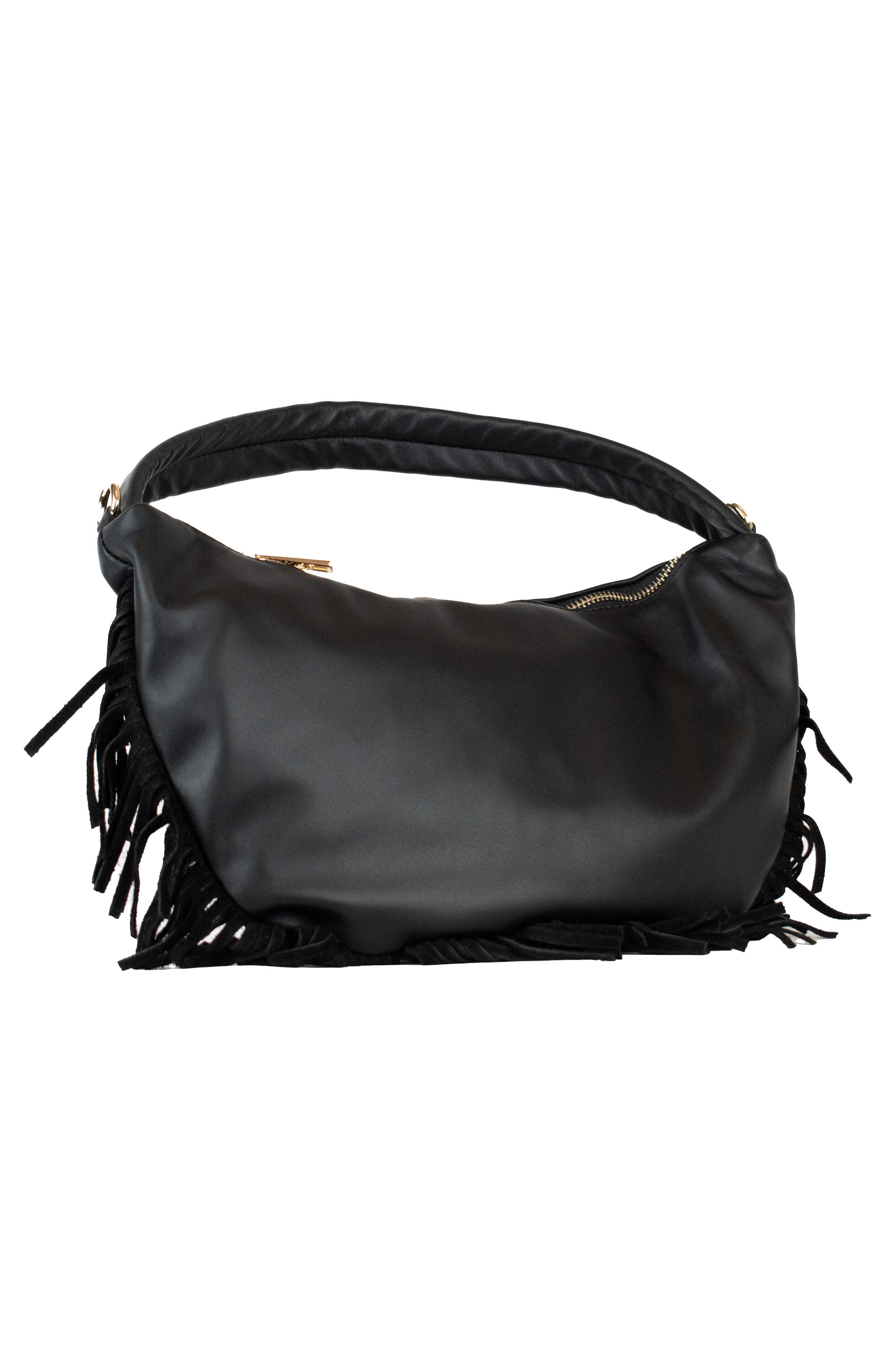 Persaman New York Dua 18 Fringe Shoulder Bag, Alternate, color, Black