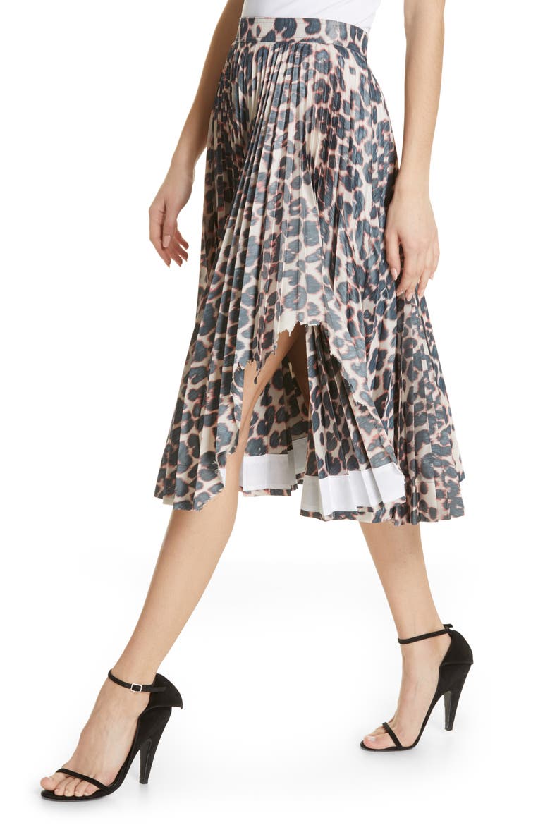 Panther Print Pleated Taffeta Skirt, Alternate, color, ELECTRIC PANTHER