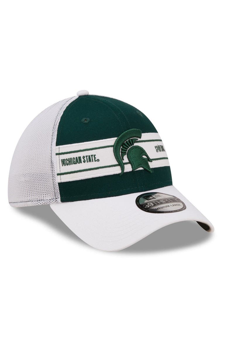 Men's New Era Green/White Michigan State Spartans Banded 39THIRTY Flex Hat, Alternate, color, Green