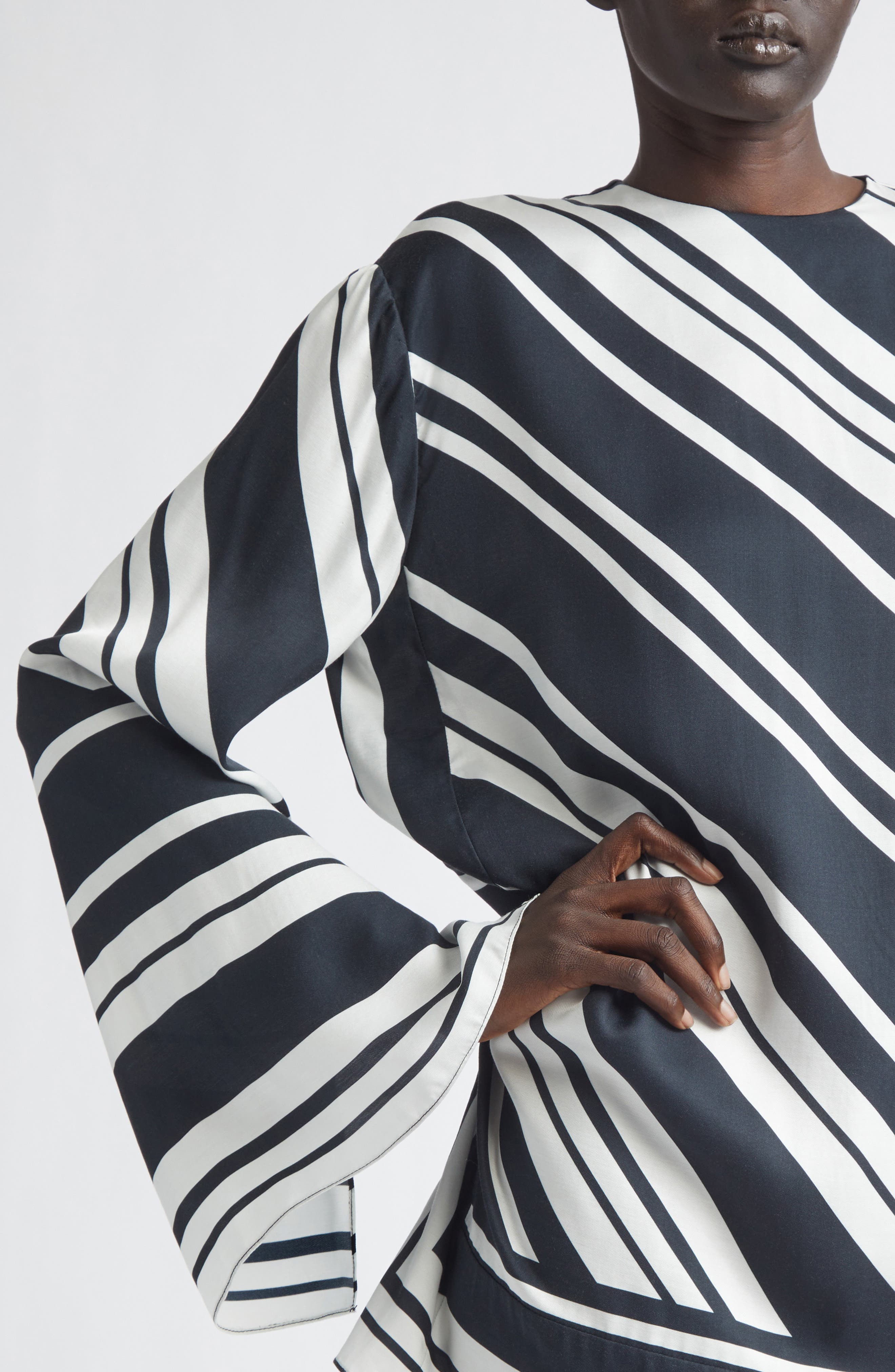 Brandon Maxwell The Leni Striped Long Sleeve Minidress (Women) | Nordstrom