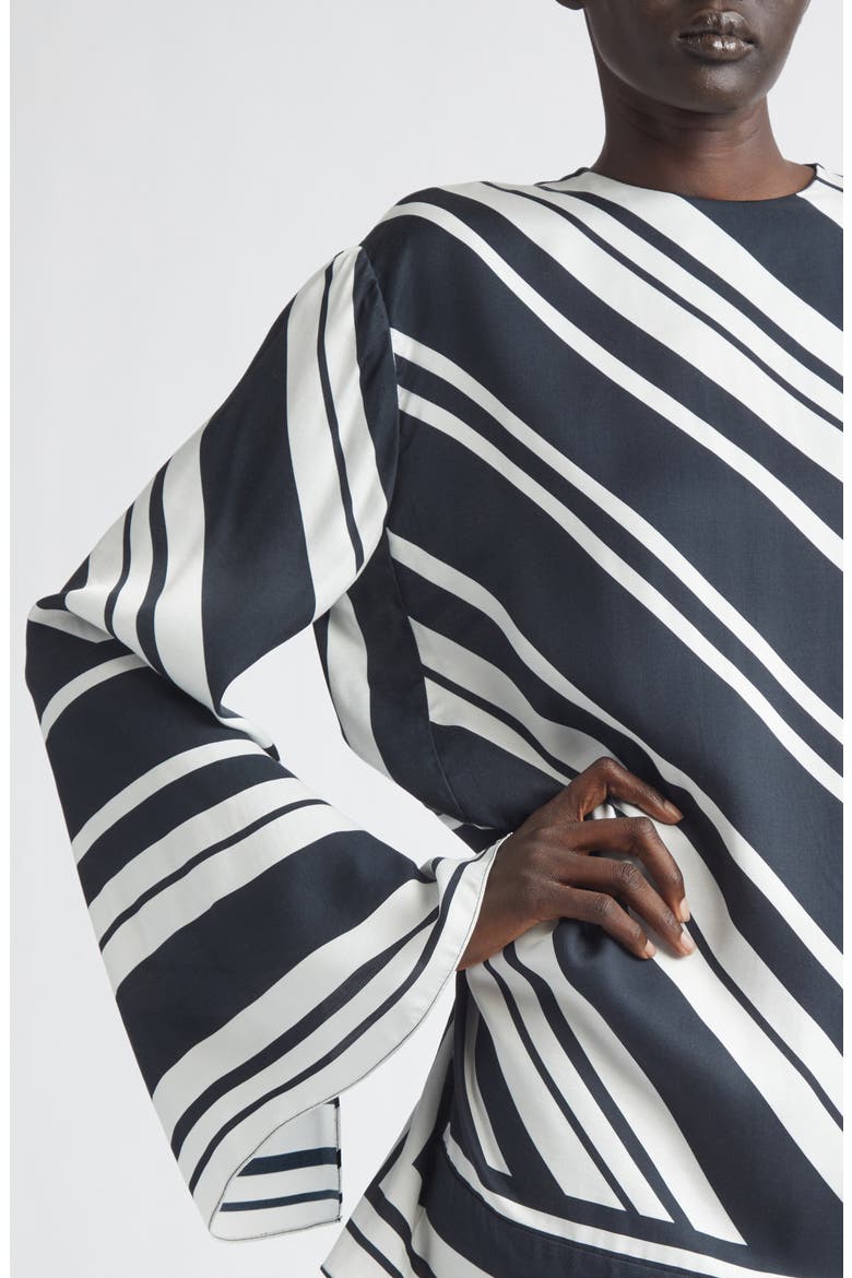 The Leni Striped Long Sleeve Minidress, Alternate, color, BLACK/ WHITE STRIPE
