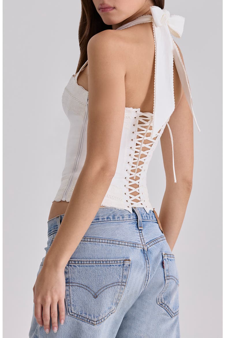 Cosette Halter Neck Crop Top, Alternate, color, WHITE