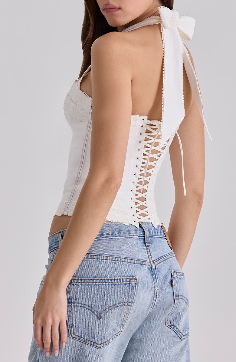 HOUSE OF CB Cosette Halter Neck Crop Top, Alternate, color, White