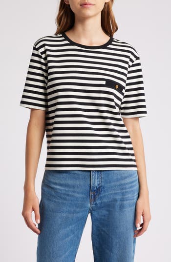 FRAME FRAME STRIPE POCKET COTTON T-SHIRT 