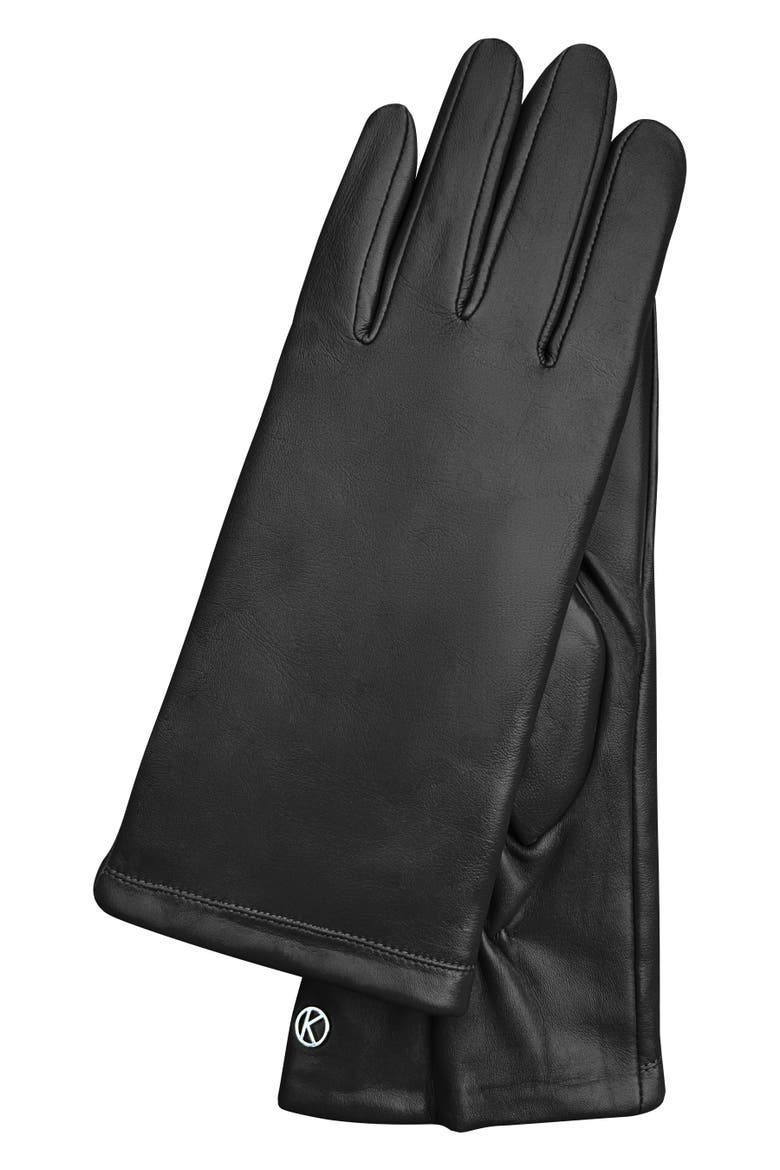Extra long Premium Lamb Leather Touchscreen Gloves, Main, color, black