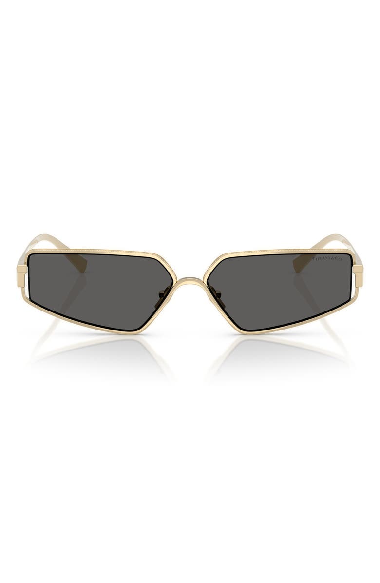 Tiffany & Co. 60mm Irregular Rectangular Sunglasses, Main, color, Pale Gold Plated / Dark Grey