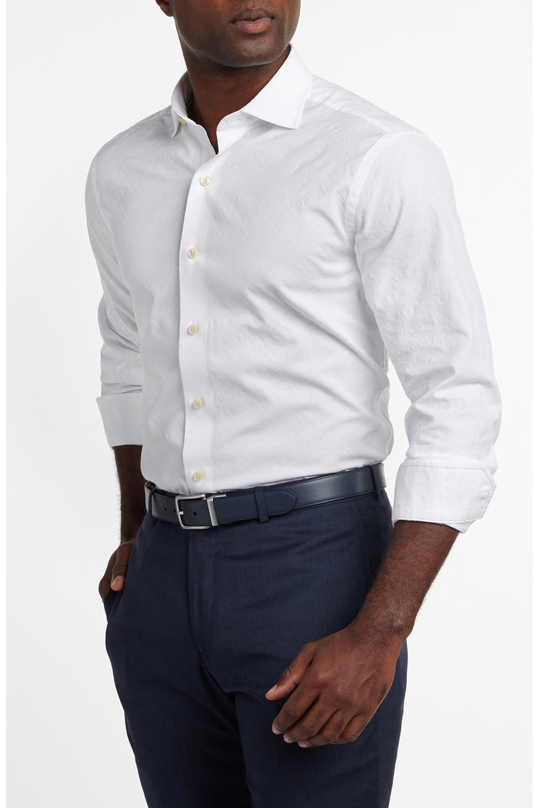 Geometric Jacquard Sport Shirt, Alternate, color, WHITE