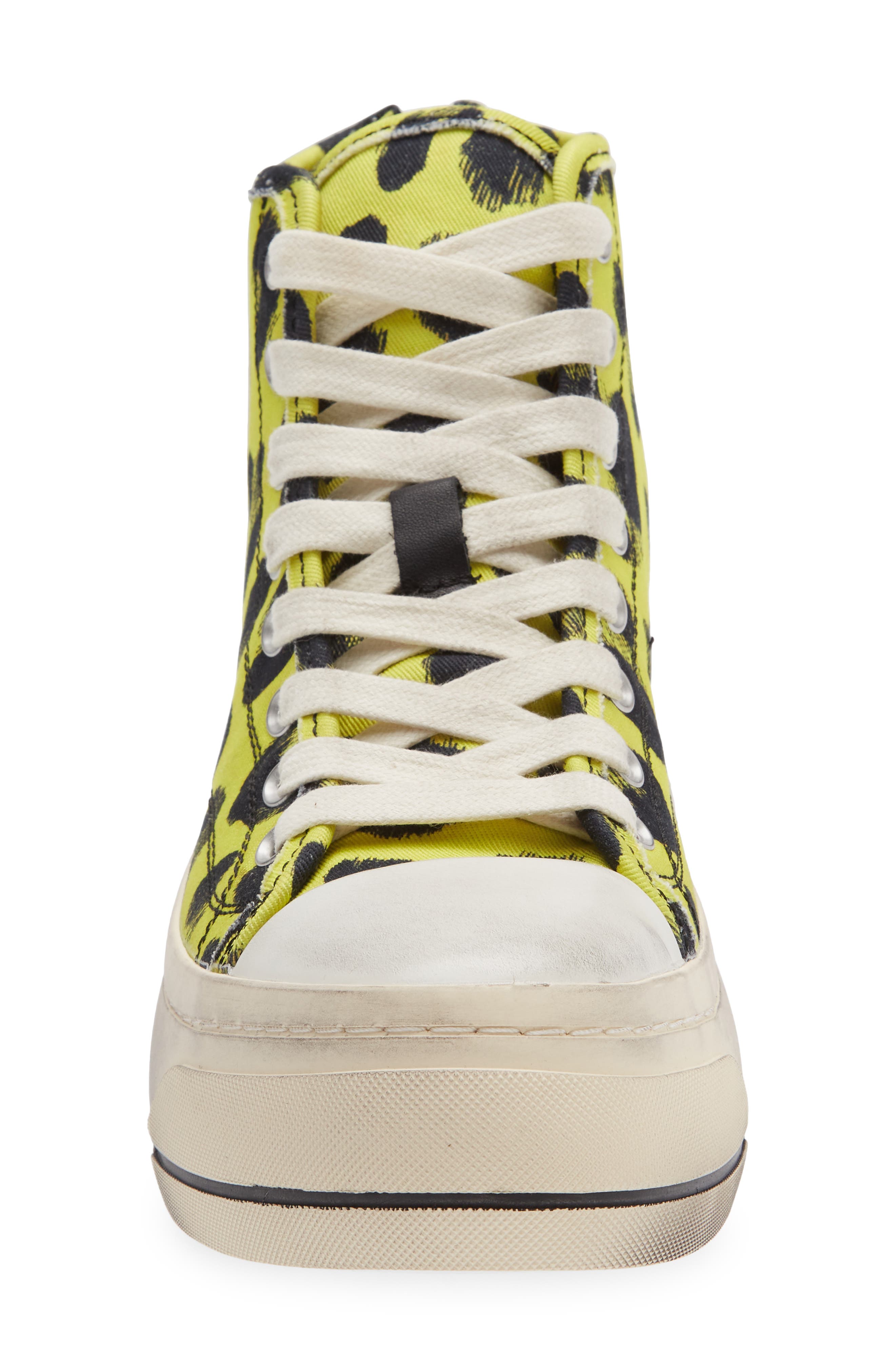 R13 Kurt Cheetah Print High Top Platform Sneaker, Alternate, color, Yellow Cheetah Print