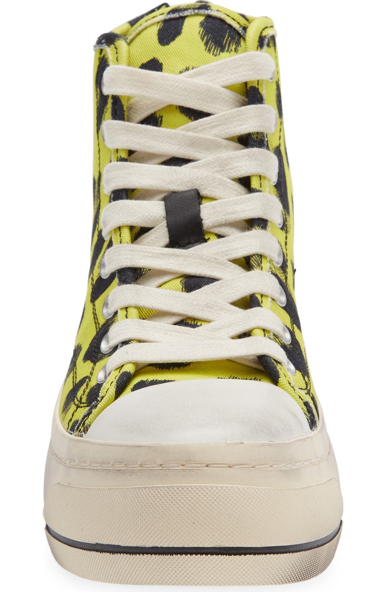 R13 Kurt Cheetah Print High Top Platform Sneaker, Alternate, color, Yellow Cheetah Print