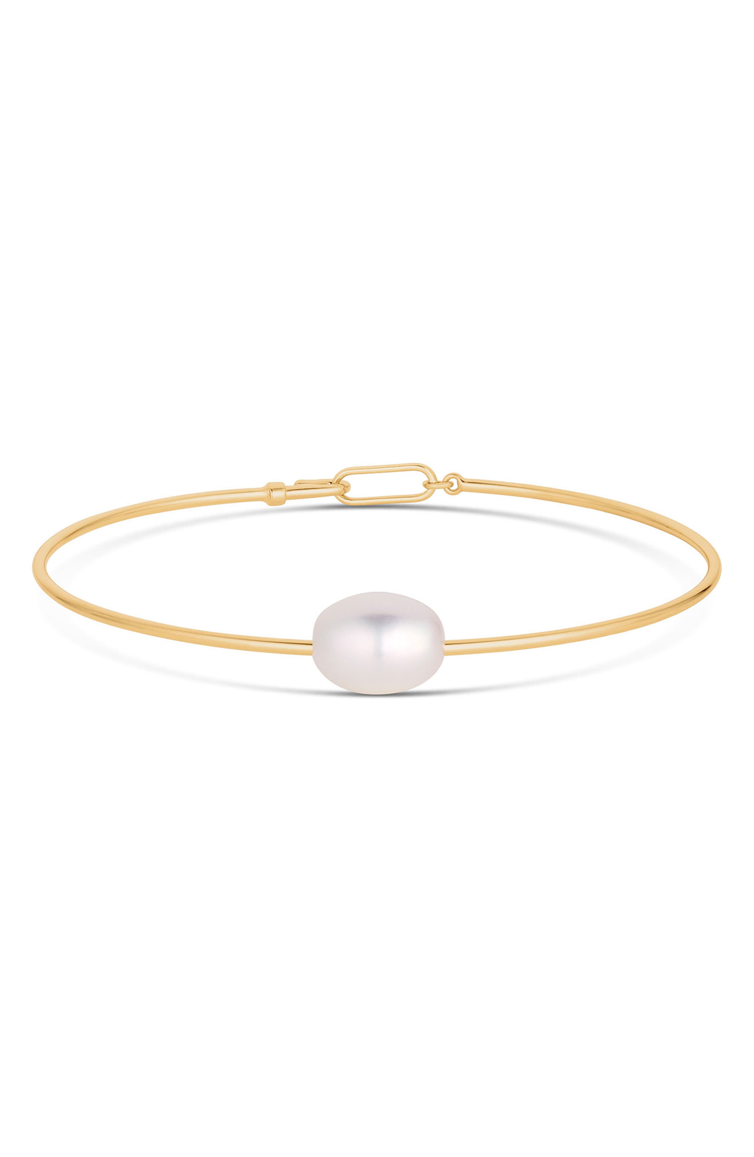 Thatch Isla Imitation Pearl Bangle In 14k Gold Plated