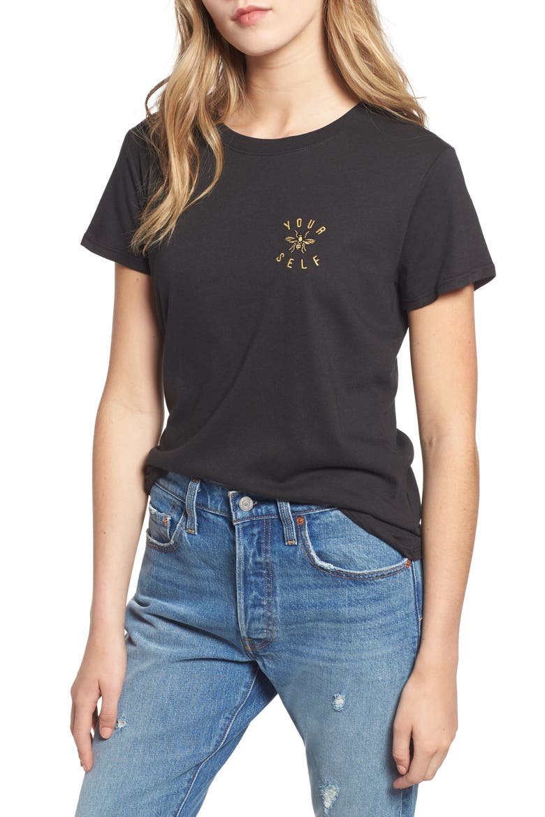 Bee Yourself Slouched Tee, Main, color, BLACK