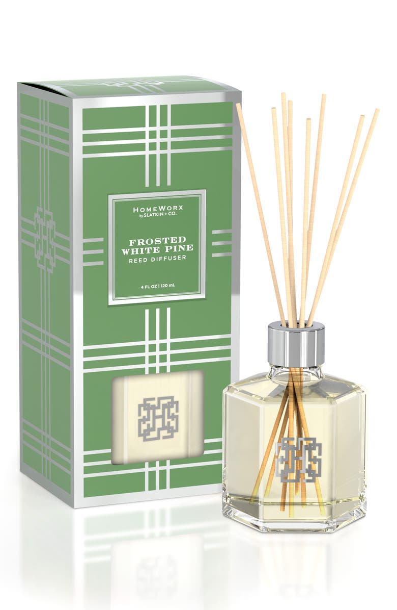 HOMEWORX BY SLATKIN & CO. Frosted White Pine Reed Diffuser, Main, color, 