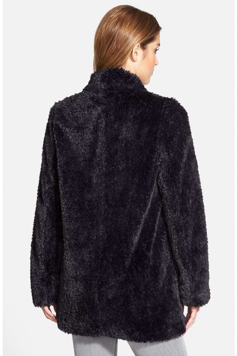 'Teddy Bear' Faux Fur Clutch Coat, Alternate, color, BLACK
