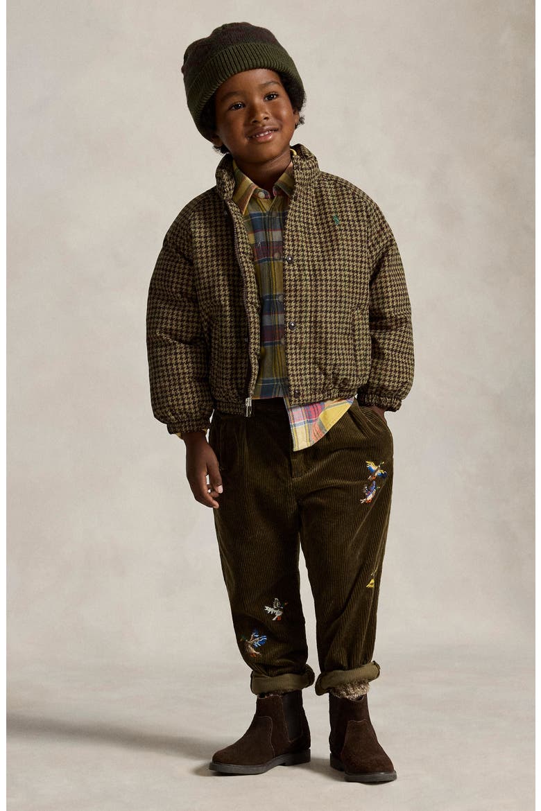 Kids' Down & Feather Fill Printed Bomber Jacket, Alternate, color, PRINTED TWEED