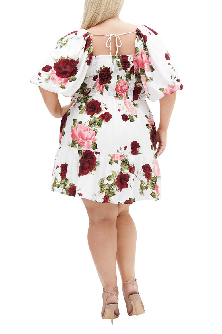 Mindy Rose Print Minidress, Alternate, color, DOLCE IVORY
