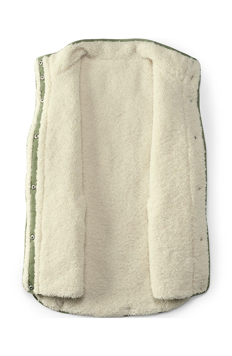 Lands' End Reversible Quilted High Pile Fleece Vest, Alternate, color, Sage Green/Natural