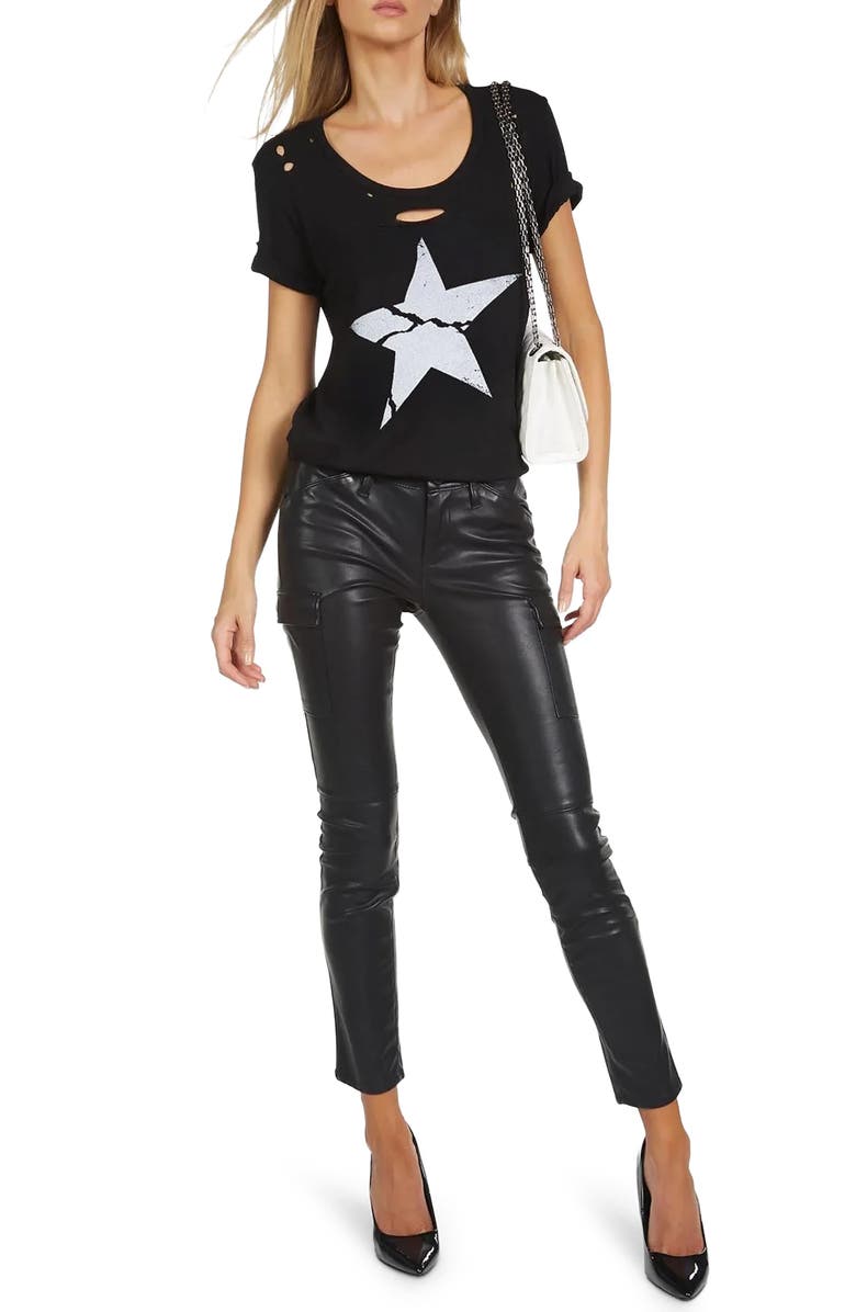 Lauren Moshi Myra X Cracked Star Top, Alternate, color, Black