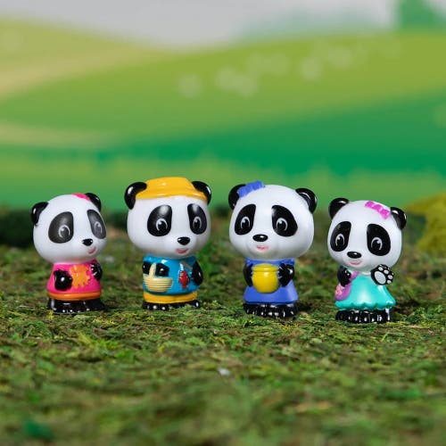 Timber Tots Panda Family 4 Mini Bear Figures Playset In Multi