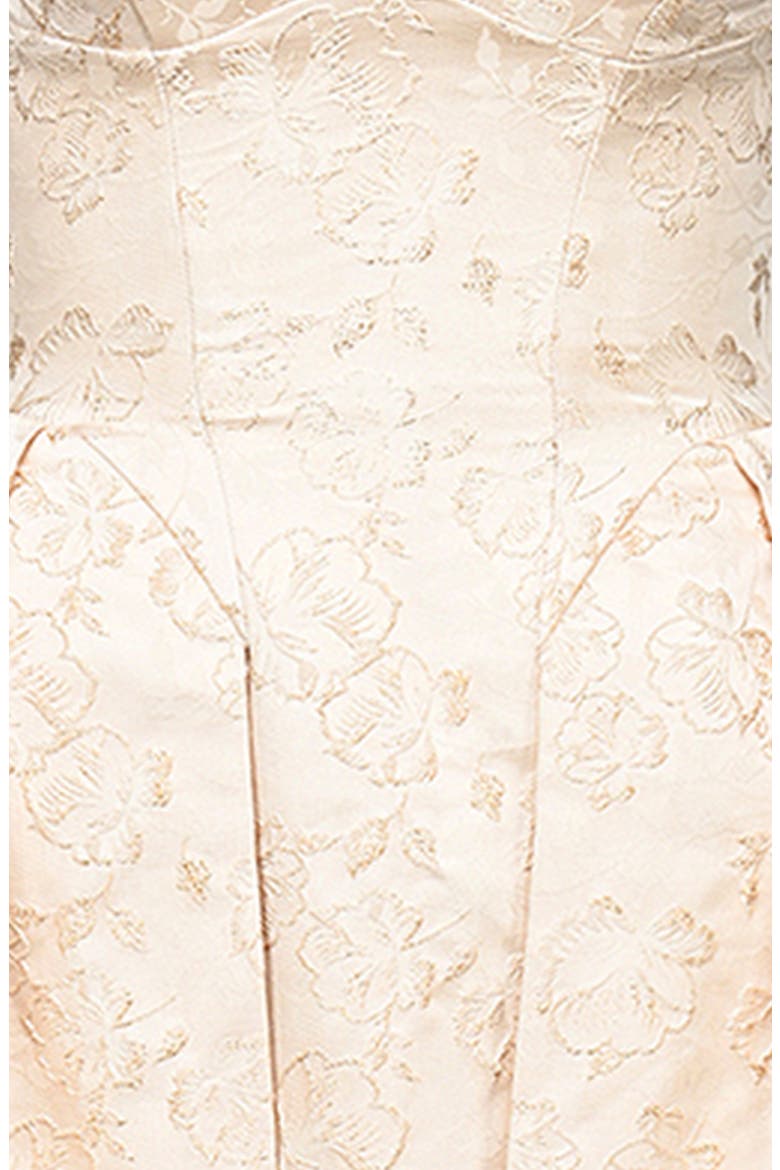 Paloma Plunge Neck Twist Strap Metallic Jacquard Midi Dress, Alternate, color, IVORY