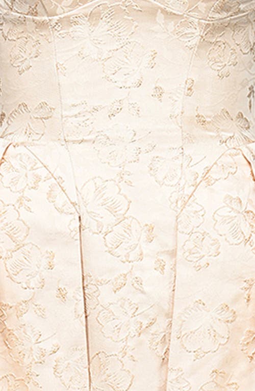 Shop House Of Cb Paloma Plunge Neck Twist Strap Metallic Jacquard Midi Dress In Ivory