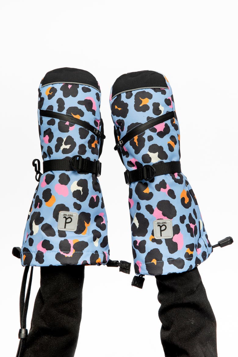Leopard Teknik Waterproof Cordura Reinforced Winter Mittens, Alternate, color, Blue Leopard Print