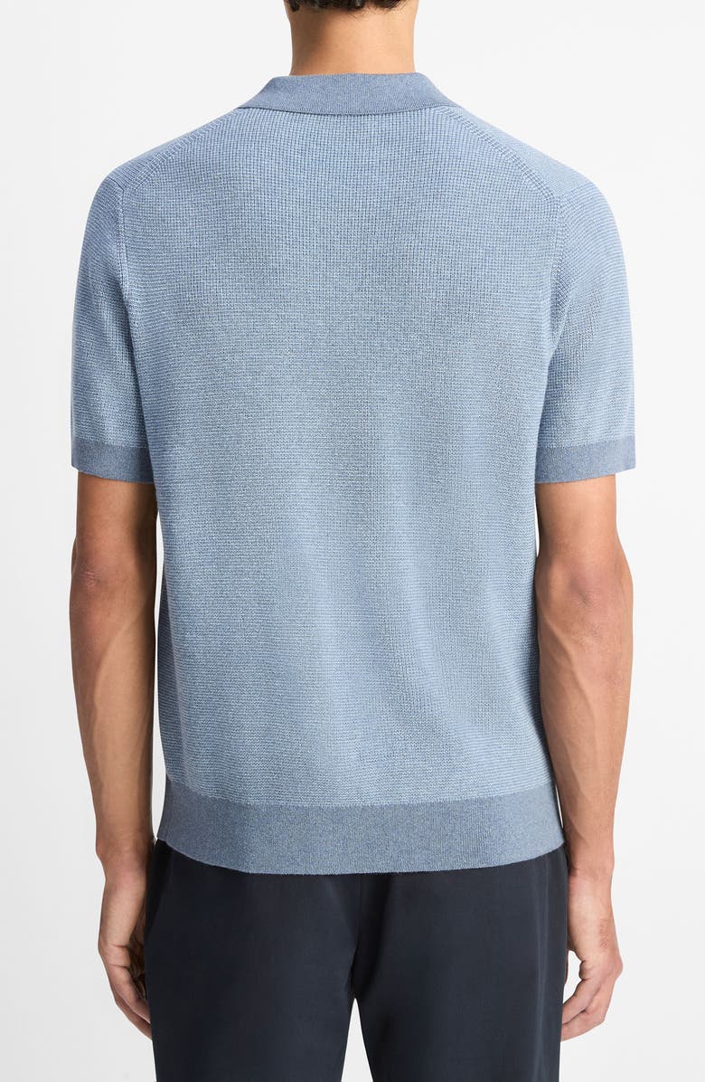 Vince Contrast Trim Johnny Collar Polo Sweater, Alternate, color, Lt H Ripple/ California Rain