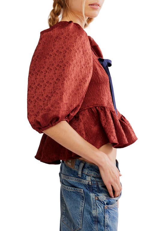 Free People Pamela Embroidered Bow Crop Top In Brown