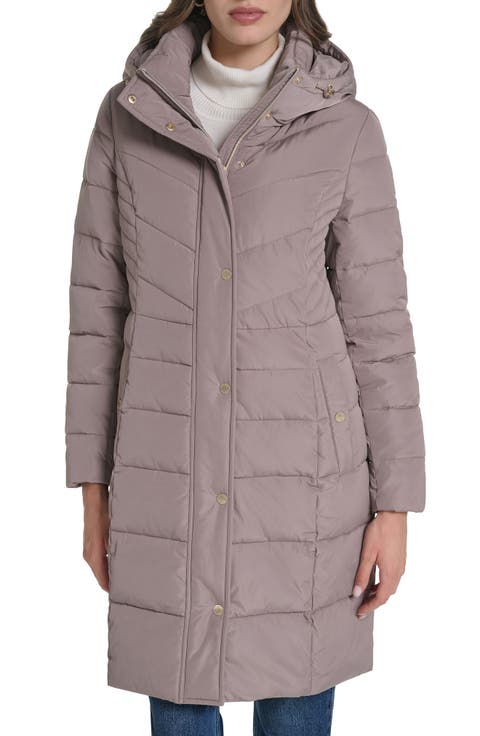 Hooded Taffeta Puffer Coat