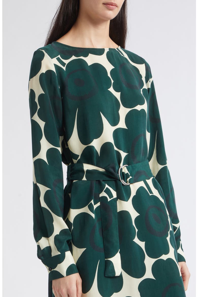 Satunnainen Unikko Midi Dress, Alternate, color, DARK GREEN LIGHT YELLOW