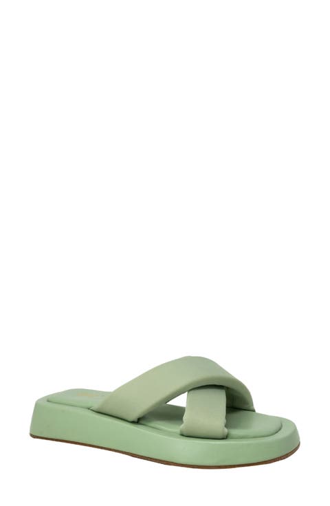 Crossover Flatform Slide Sandal (Women)