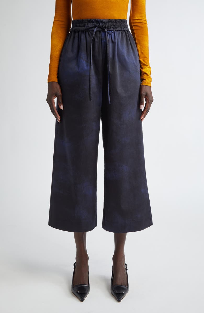 Jason Wu Collection Brushed Canvas Wide Leg Crop Pants, Main, color, Navy / Navy