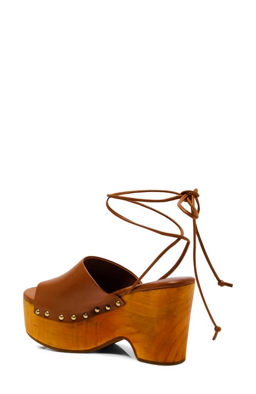 Free People Front Row Ankle Wrap Platform Sandal In Luggage Suede