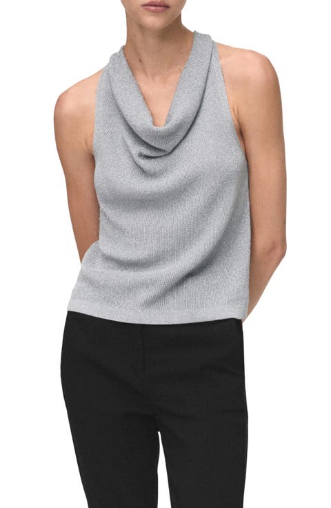 Metallic Cowl Neck Sweater Vest