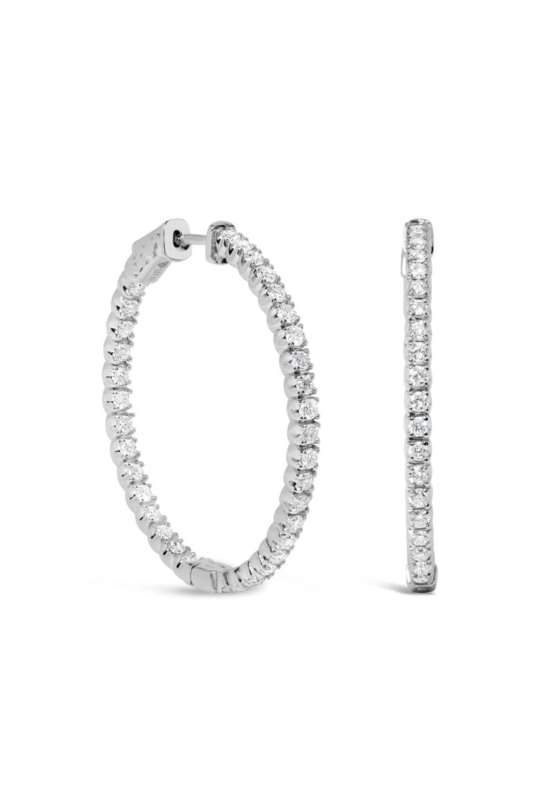 14K White Gold 1 3/4 Cttw Lab Grown Diamond Inside Out Hoop Earrings, Alternate, color, White