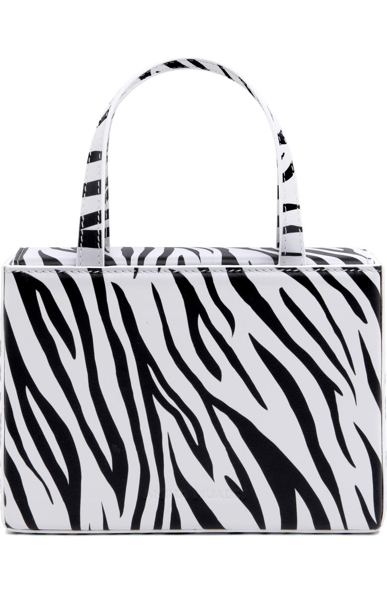 Amina Muaddi Amini Georgia Zebra Print Leather Top Handle Bag, Main, color,