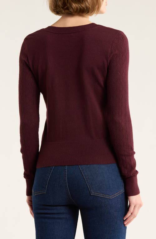 Dr2 By Daniel Rainn Pointelle Stitch Vintage Sweater In Burgundy