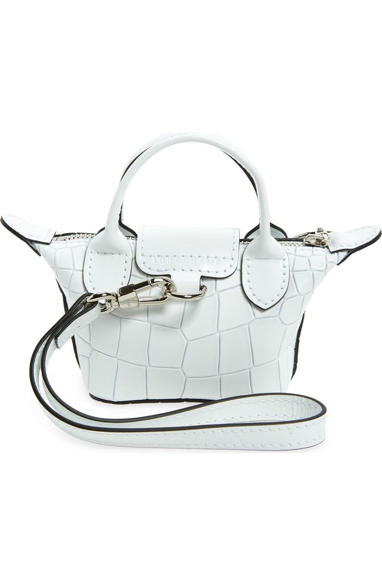 Longchamp Nano Le Pliage Cuir Croc Embossed Leather Top Handle Bag, Alternate, color,