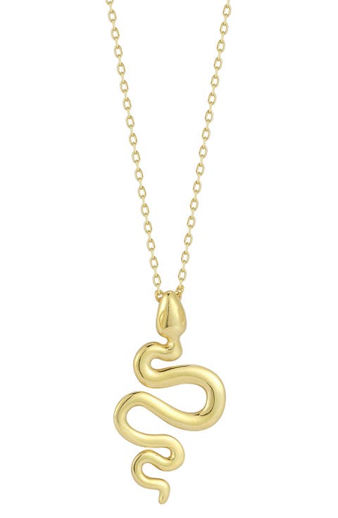 14K Gold Snake Pendant Necklace
