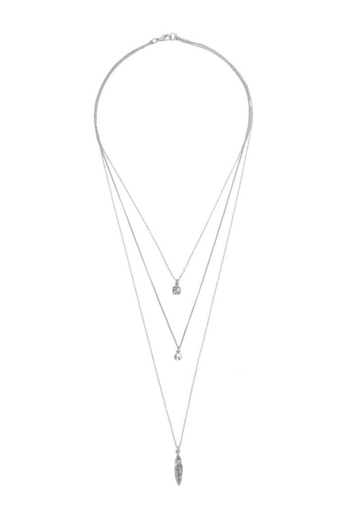 Karine Sultan Sterling Silver Plated Bohemian Triple Layered Necklace ...