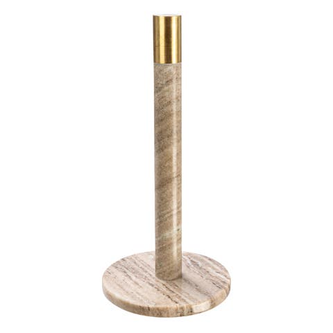 Modern Marble Paper Towel Holder with Brass Detail