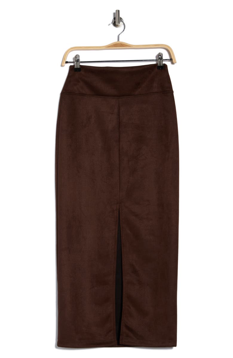 Renee C Faux Suede Midi Skirt, Alternate, color, Chocolate