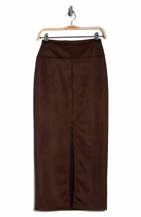 Renee C Faux Suede Midi Skirt