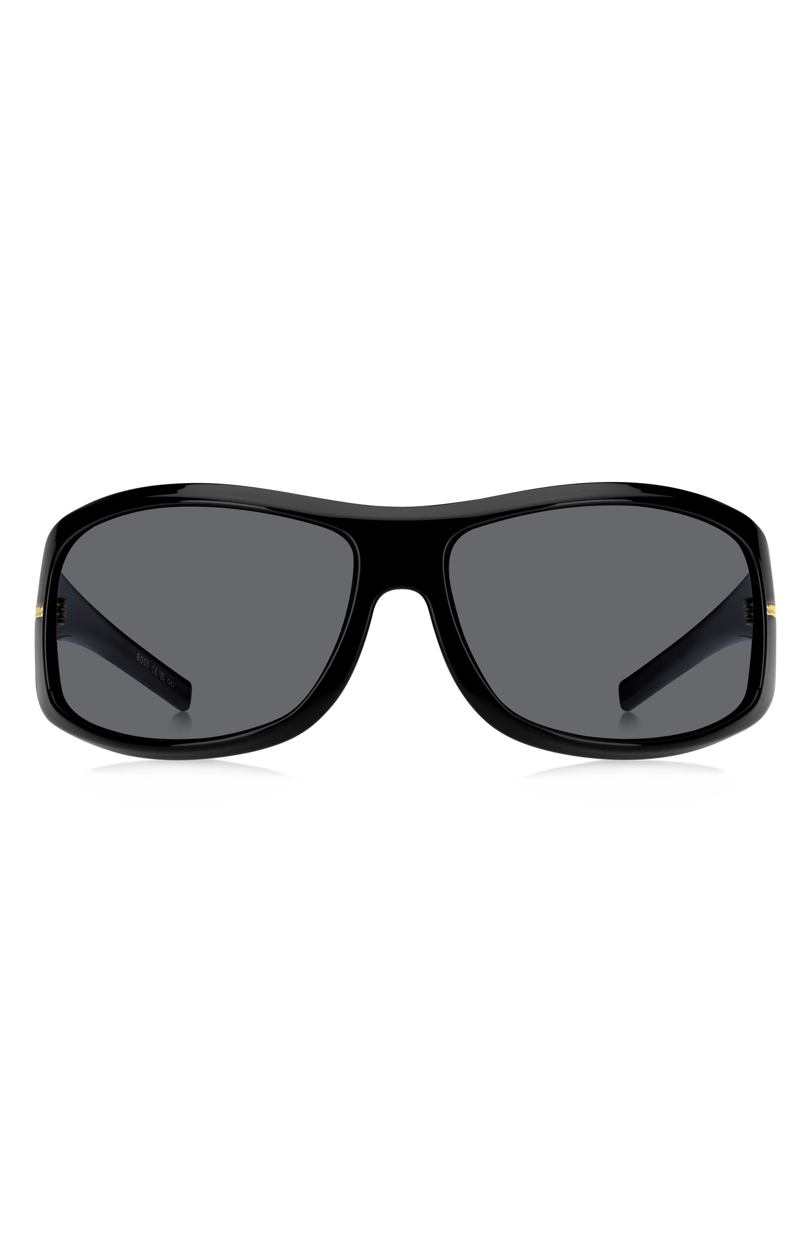 BOSS 70mm Rectangular Wraparound Sunglasses