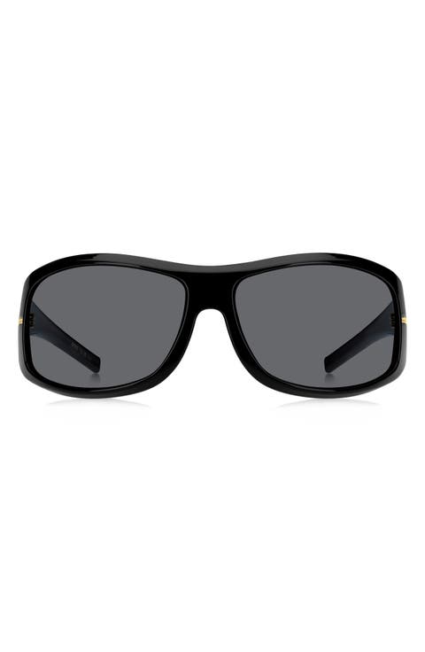 70mm Rectangular Wraparound Sunglasses