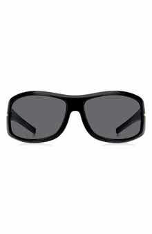 BOSS 70mm Rectangular Wraparound Sunglasses
