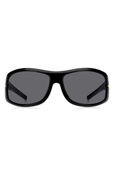 BOSS 70mm Rectangular Wraparound Sunglasses