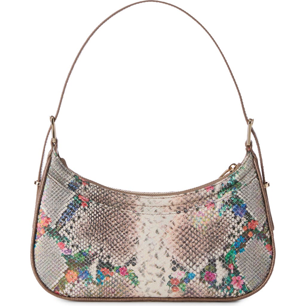 Brahmin Kyrie Croc Embossed Leather Shoulder Bag In Beige Multi
