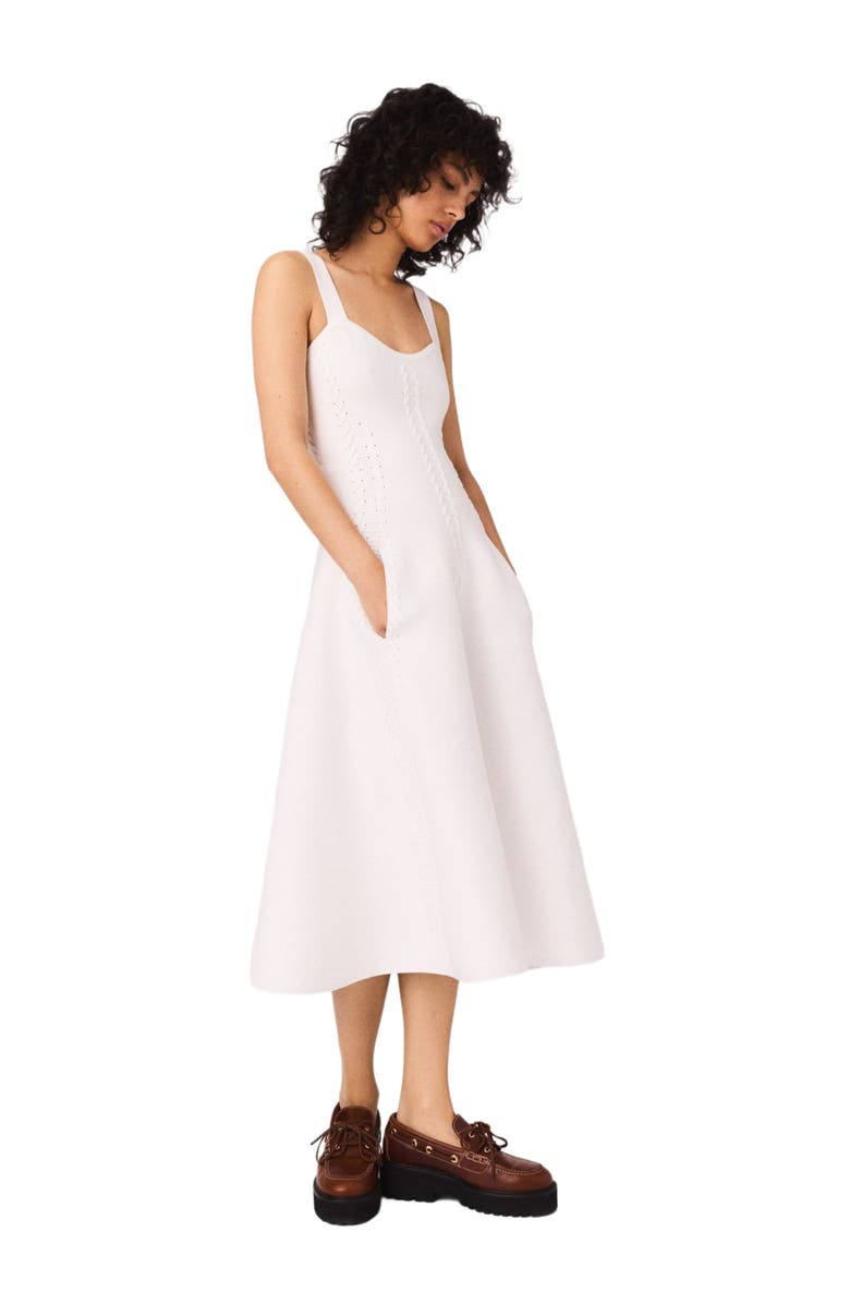 maje Knit midi dress, Alternate, color, White