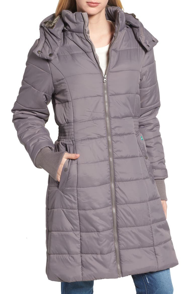 Madison Quilted 3-in-1 Maternity Puffer Coat with Faux Fur Trim, Alternate, color, GREY